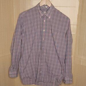 Peter Millar Red White Blue Plaid Long Sleeve Button Down Large